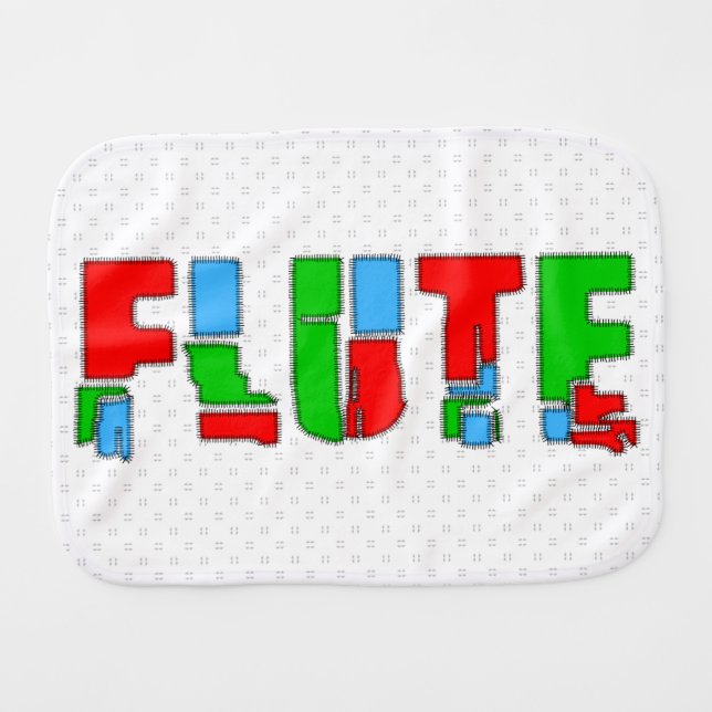 Flute Patchwork Text Baby Burp Cloth (Front Horizontal)