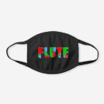 Flute Patchwork Text Black Cotton Face Mask