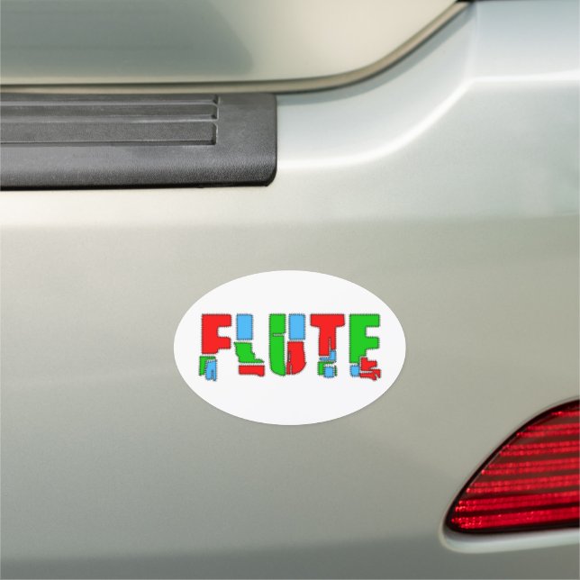 Flute Patchwork Text Car Magnet (In Situ)