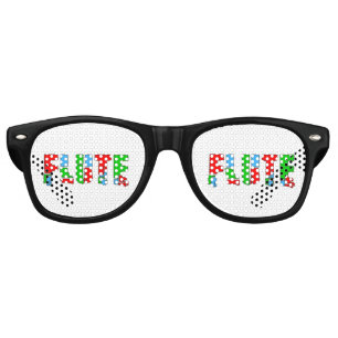 Flute Patchwork Text Retro Sunglasses