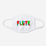 Flute Patchwork Text White Cotton Face Mask