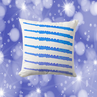 Flute Pattern Blue Ombre Throw Pillow