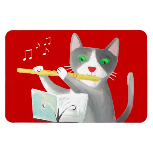 flute player cat  magnet