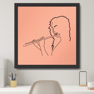 Flute player framed art