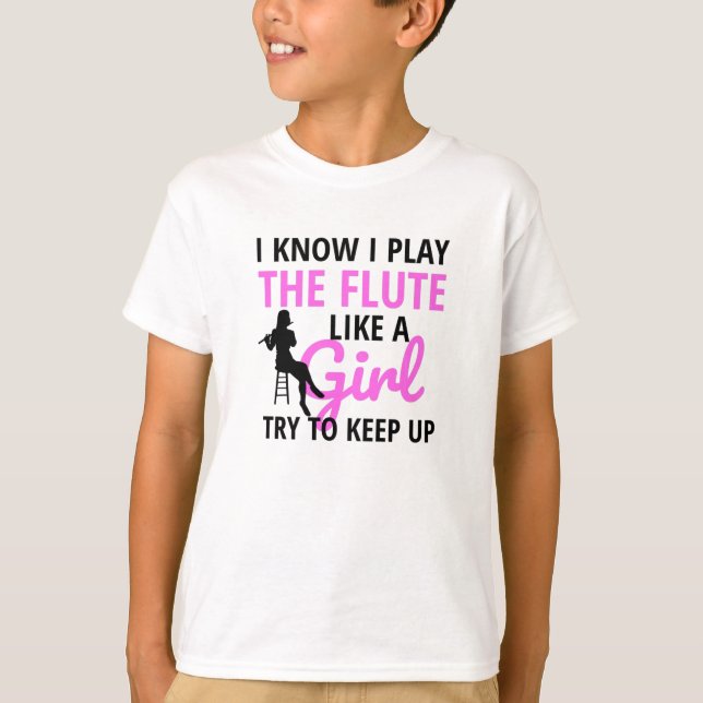 Flute Player Gifts For Women | Flute Flutist Girl T-Shirt (Front)