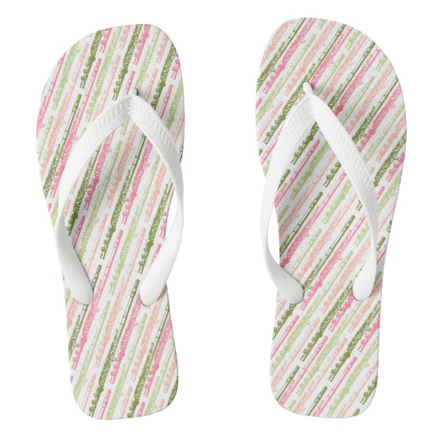 Flute Player Instrument Music Marching Band Themed Flip Flops (Footbed)