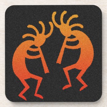 Flute Player Kokopelli Drink Coaster by machomedesigns at Zazzle