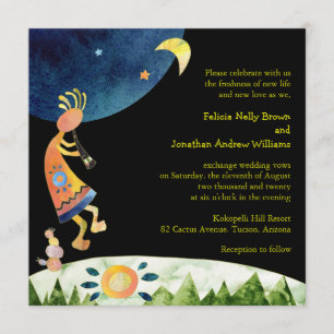 Flute Player Kokopelli Southwestern Wedding Invitation