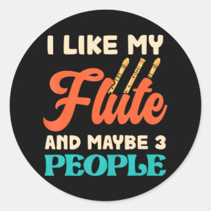 Flute Player Musical Instrument Marching Band Classic Round Sticker