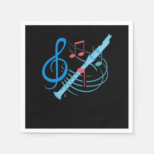 Flute Player Notes Awesome Musician Wind Instrumen Napkins