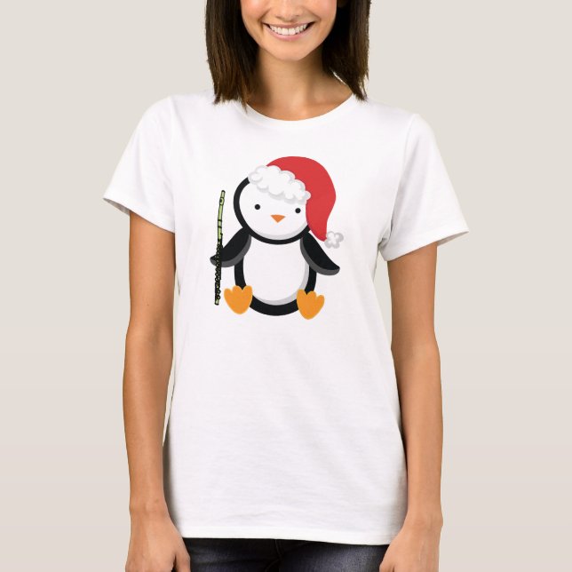 Flute Player Penguin Gift T-Shirt (Front)
