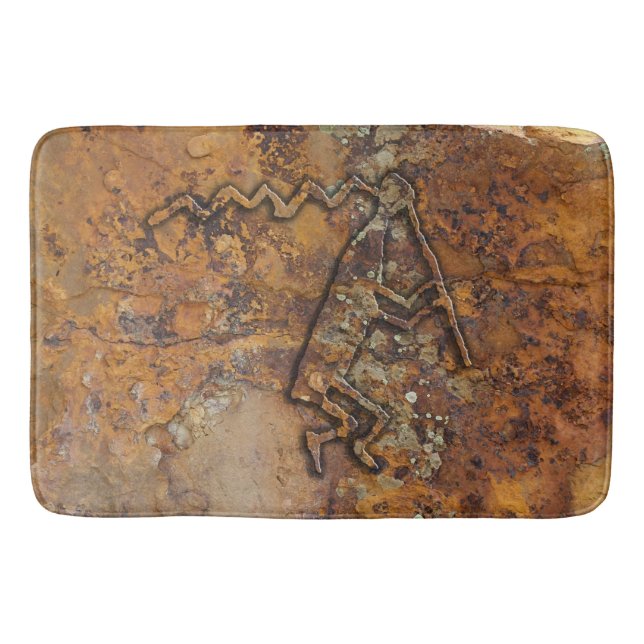 Flute Player Petroglyph Bath Mat (Front)