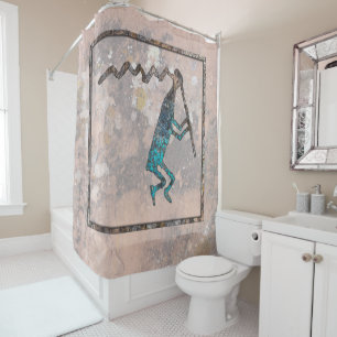 Flute Player Petroglyph Shower Curtain