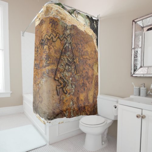 Flute Player Petroglyph Shower Curtain