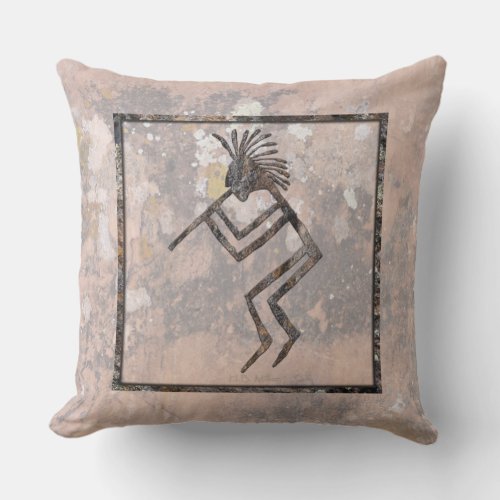 Flute Player Petroglyph Talking Canyons New Mexic Throw Pillow