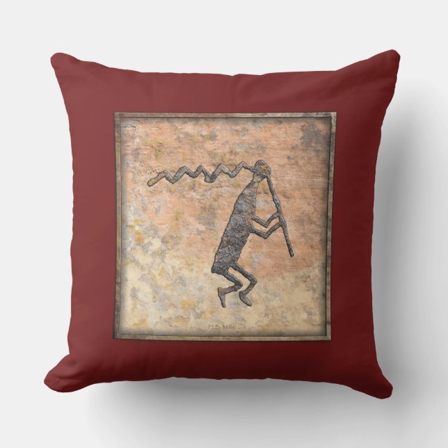 Flute Player Petroglyph - Wupatki Nat Park, AZ Outdoor Pillow (Front)