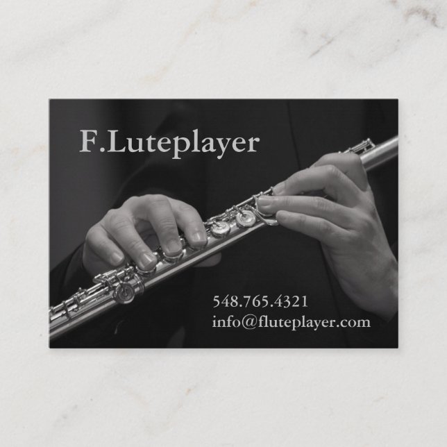 flute player's hands on flute business card (Front)