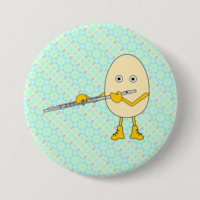 Flute Playing Egghead Button (Front)
