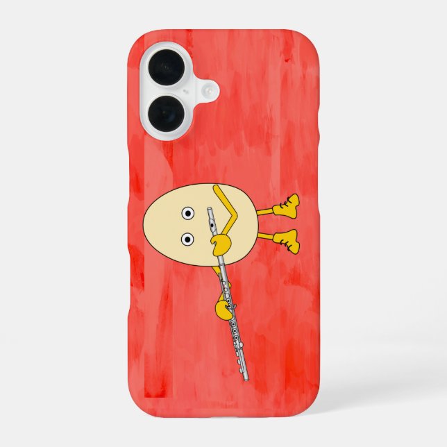 Flute Playing Egghead Iphone Case (Back)