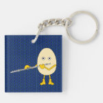 Flute Playing Egghead Keychain