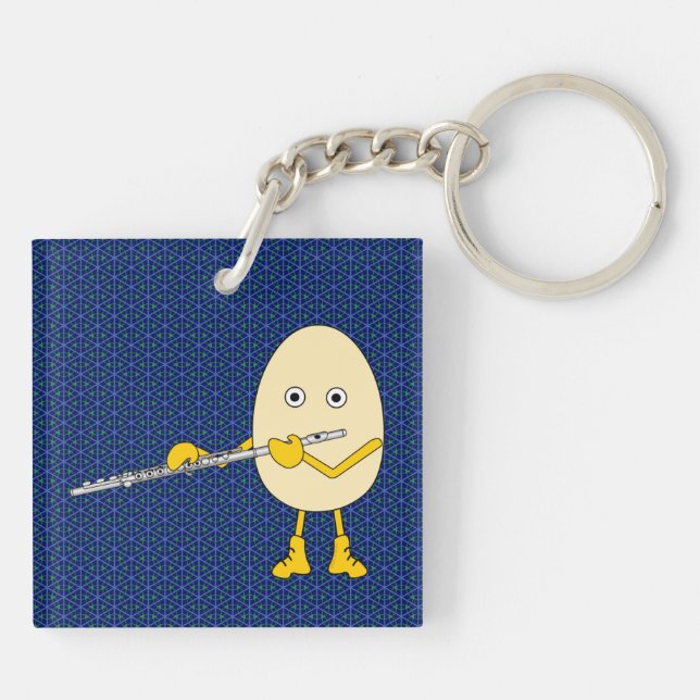 Flute Playing Egghead Keychain (Back)