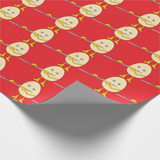 Flute Playing Egghead Wrapping Paper (Corner)