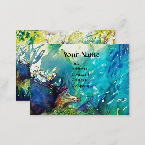 FLUTE PLAYING FAUN AND DEER white pearl paper Business Card