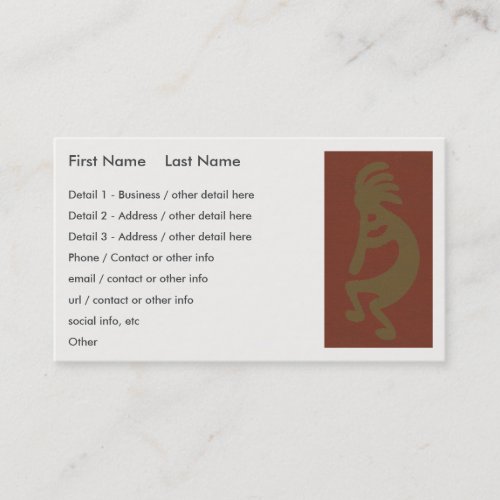 Flute Playing Kokopelli Figure _ Green on Red Business Card