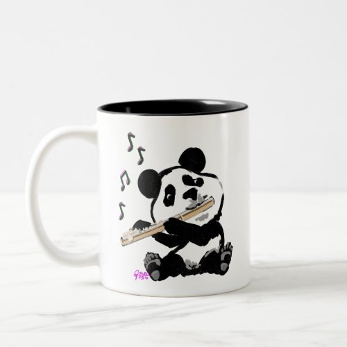 Flute Playing Panda Two_Tone Coffee Mug
