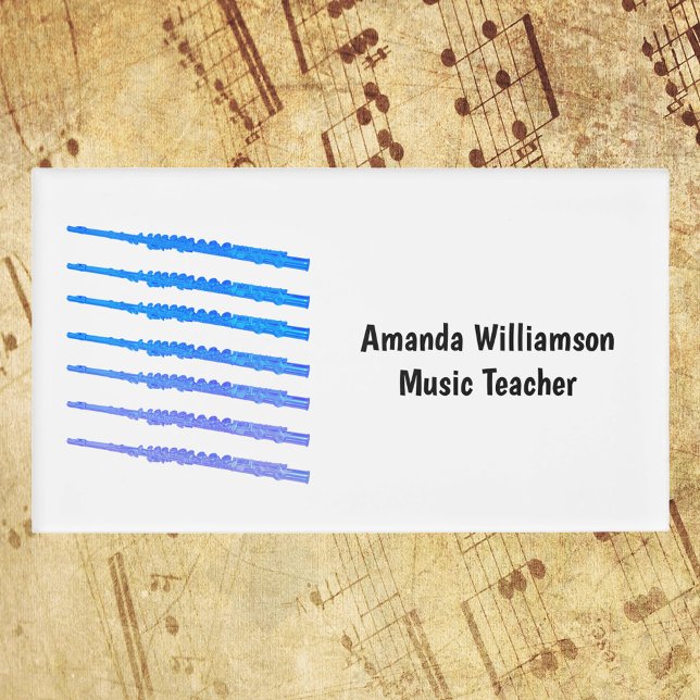 Flute Rainbow Blue Personalize Name Tag (A personalize name tag with a pattern of blue flutes.)