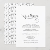 Flute Recital Musical Notes Black & White