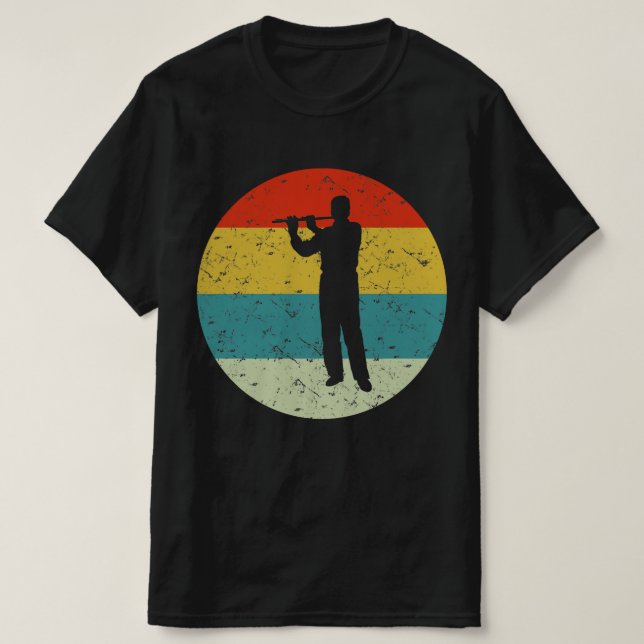 flute retro vintage  silhouette 70s T-Shirt (Design Front)