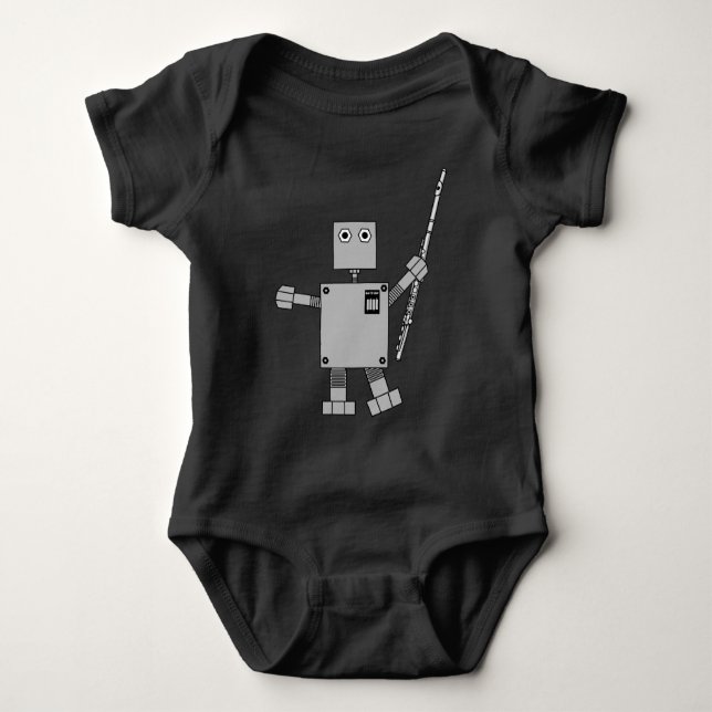 Flute Robot Baby Bodysuit (Front)