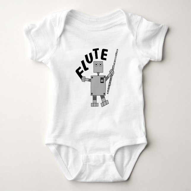 Flute Robot Text Baby Bodysuit (Front)