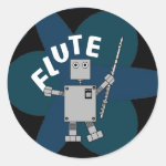 Flute Robot Text Classic Round Sticker