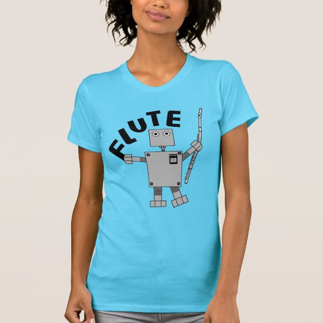Flute Robot Text T-Shirt (Front)