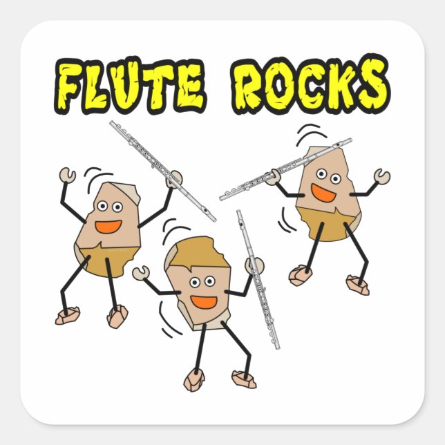Flute Rocks Square Sticker (Front)