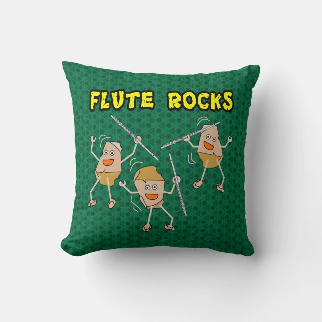 Flute Rocks Throw Pillow (Front)