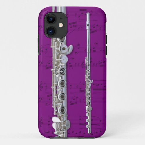 Flute  sheet music phone case Pick color iPhone 11 Case