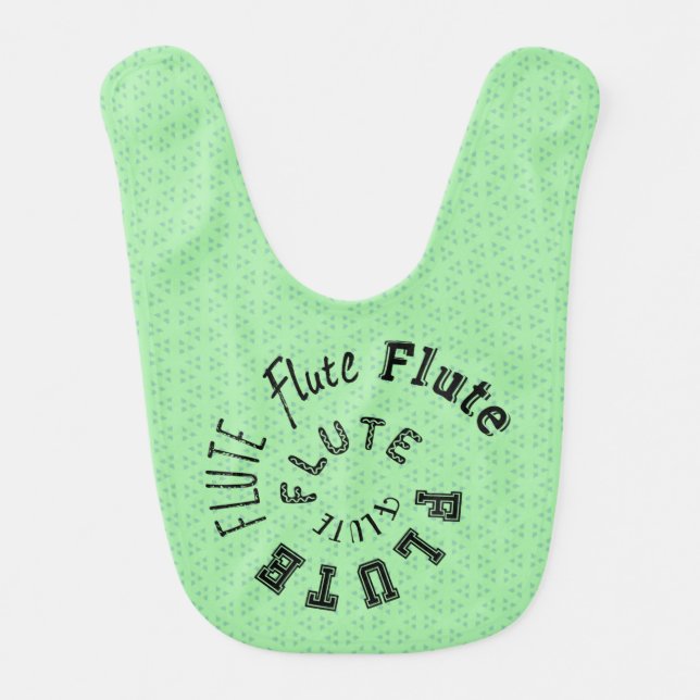 Flute Spiral Text Baby Bib (Front)