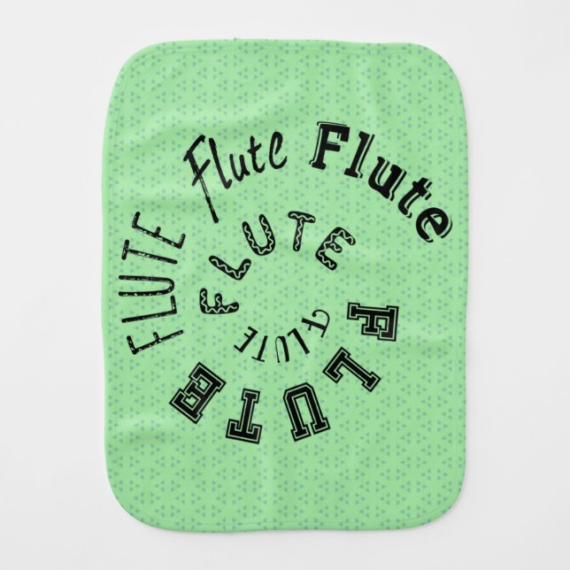 Flute Spiral Text Baby Burp Cloth (Front)