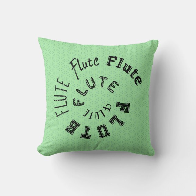 Flute Spiral Text Throw Pillow (Front)