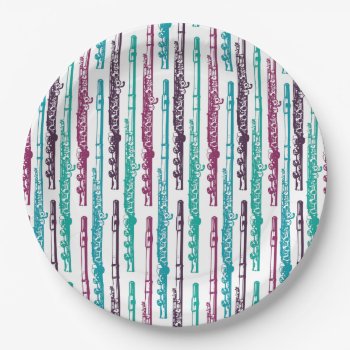 Flute Stripes - Purple And Teal Paper Plates by marchingbandstuff at Zazzle