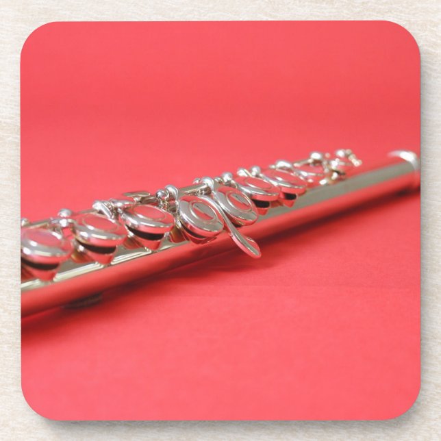 Flute student pink woodwind music beverage coaster (Front)