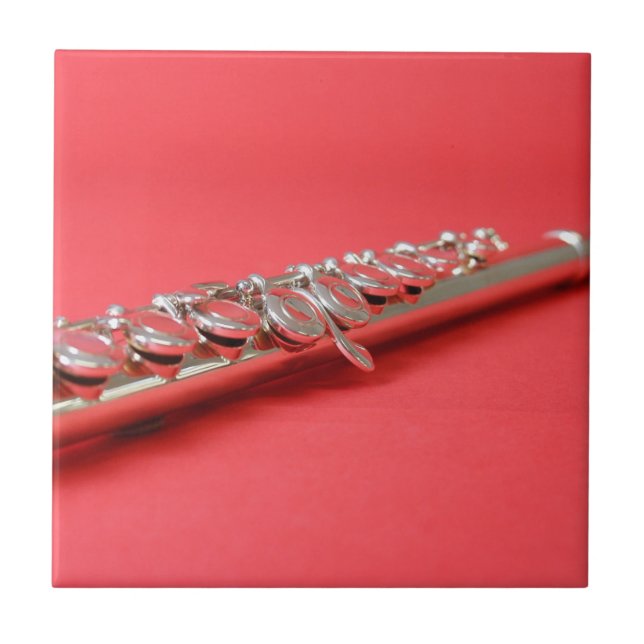 Flute student pink woodwind music ceramic tile (Front)