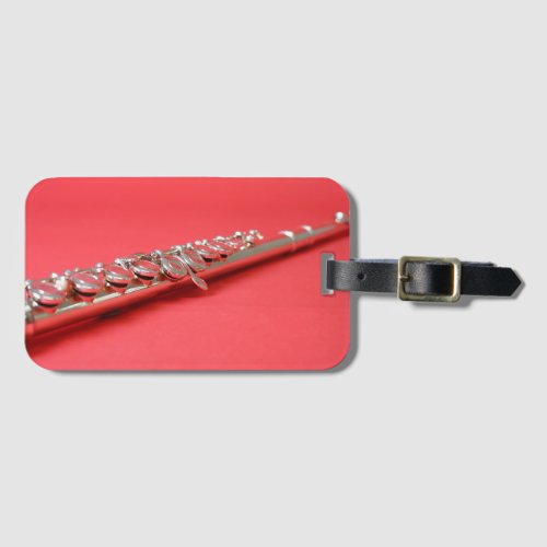 Flute student pink woodwind music luggage tag