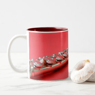 Flute student pink woodwind music Two-Tone coffee mug
