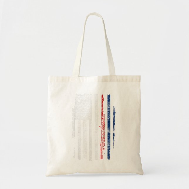 Flute T-Shirt USA Flag Flutist Gifts Musician Tote Bag (Front)