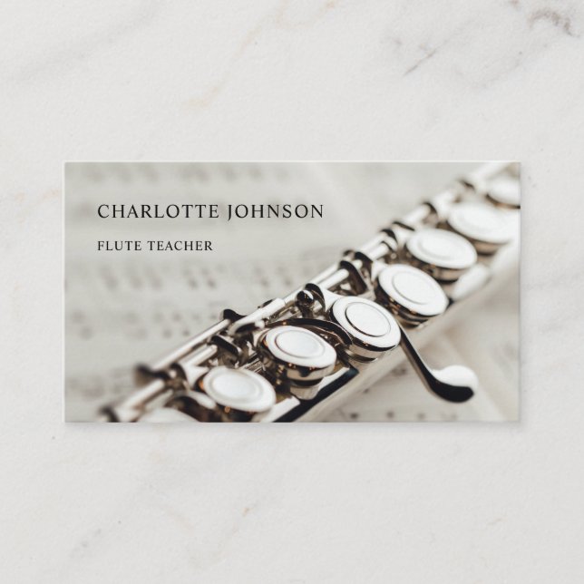Flute Teacher Modern Professional Business Card (Front)