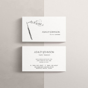 Flute Teacher Soloist Black & White Business Card